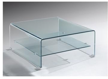 Dabudae Mesa Auxiliar de Cristal Curvado Drew - 60x60 cm