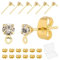 Beebeecraft 1 Box 40 Stück 18 Karat Echt Vergoldete Ohrstecker Runde Zirkonia-Ohrstecker Mit Schleife Für Frauen Mädchen Schmuckherstellung DIY Handwerk
