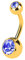 Piercingfaktor Bauchnabelpiercing Chirurgenstahl Bauch Bauchnabel Piercing Banane Stecker Anhänger mit Doppel Kristall Gold Hellblau 5mm x 8mm