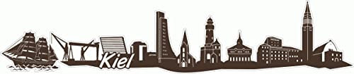 Skyline4u Kiel Skyline Aufkleber Sticker Autoaufkleber City Gedruckt - 15x3cm braun