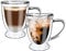 Vinsani VERRE Double Walled Coffee Drink Glasses Tea Cup Mug 270ml Set of 2 Heat Cold Resistant Aesthetic Clear Borosilicate Glass with Handle Cappuccino Latte Tea Dessert Hot and Cold Drinks
