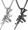 JKJF 2 Stück Armee Gewehr Anhänger Halskette Hip Hop Punk Rock Pistole Kette Gotik Sturmgewehr Halskette Vintage Biker Halskette für Herren - Schwarz Silber Stil 1