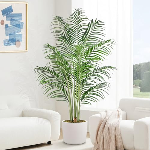 Keeplush Plante Artificielle Areca Palmier Artificiel 180cm Fausse Plante Interieur et Exterieur en Pot Plastique Arbre Artificiel Salon Balcon Chambre Verte Décoration (1 Pack)