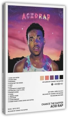 Chance The Rapper Poster Acid Rap Album Cover Poster Leinwand Poster Wandkunst Dekor Druck Bild Gemälde für Wohnzimmer Schlafzimmer Dekoration Rahmenstil 60 x 90 cm