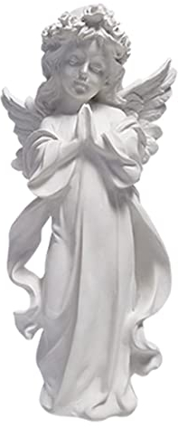 Dualoai Engel Figur aus Kunstharz,Stehend Glücksengel Skulptur für Innen- und Außenbereich, Heimdekoration, Gedenkstatue,14 x 11 x 30 cm
