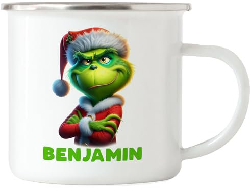 Kiddle-Design Personalisierte Anti Weihnachten Emaille Tasse Weihnachtstasse Lustig mit Name Weihnachten Nikolaus Fun Geschenkidee Wichtelgeschenk für Männer
