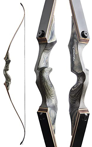 60 Schwarzer Jäger Original Recurve Bogen Set Amerikanischer Jagd-Langbogen Bogenschießen Holzbogen 20-60lbs Rechts/Linkshänder für Bogenschießen Jagd Schießen Praxis