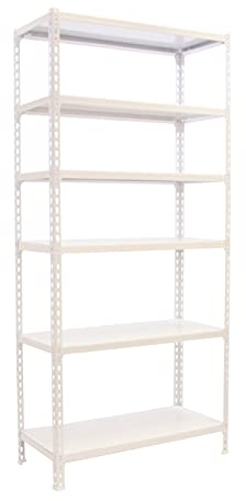 PROREGAL Schwerlastregal Giant Metal Shark | HxBxT 250x120x40cm | Fachlast 200kg | Weiß | Regal Standregal Aufbewahrungsregal