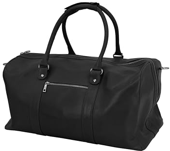 GERMANUS Handgemachte Reisetasche Lothar, Weekender aus dickem Leder für den Kurztrip, Reise oder Wochenenddreise (Schwarz)
