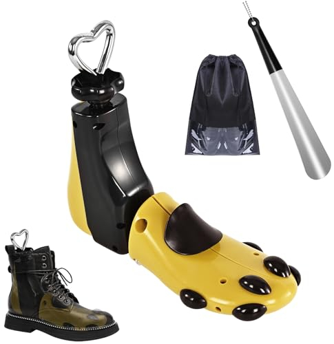 eachway Shoe Stretcher Women Men Professional Boot Stretcher Adjustable Width Length for Wide Feet (L (Men's 10-14) Yellow 1pcs, Not a Pair)
