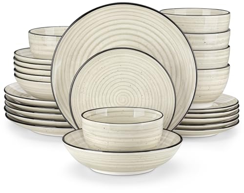 vancasso Tafelservice 6 personen Steingut, BONBON 24-tlg steingut geschirr set, Schüssel- und Teller Set, Geschirr service modern