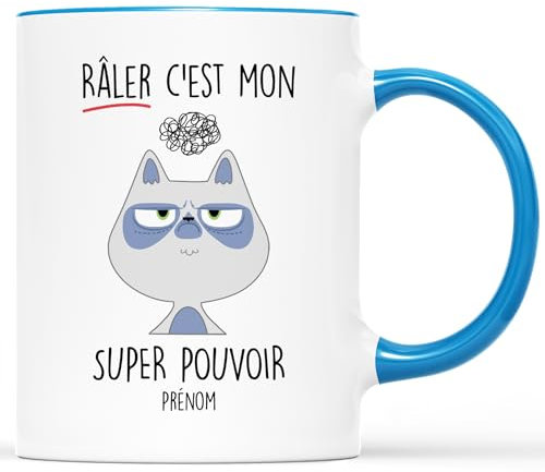𝗖𝗔𝗗𝗘𝗔𝗨 𝗣𝗟𝗨𝗦 Mug Personnalisé Prénom - Râler C'est Mon Super Pouvoir - Mug Drole, Mug Humour, Tasse Humoristique, Mug Rigolo, Mug Tasse Humour, Mug Drole Homme, Mug Rigolo Femme