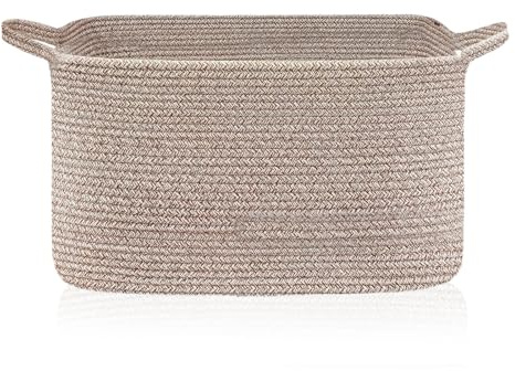 GHWMYD Large Storage Baskets, XXXL Foldable Woven Basket with Handle for Baby Clothes Toy Blanket Bedding Towel, Washing Basket for Living Room Bedroom Bathroom Organisation 55*38*30 CM(Brown)