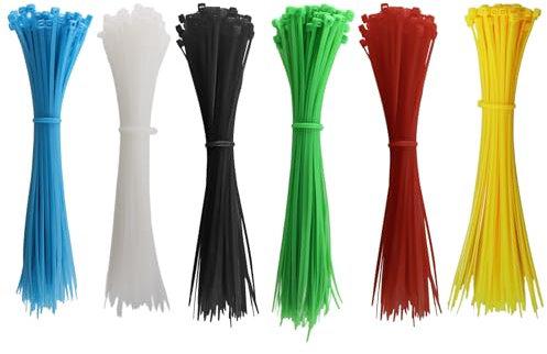 alwaiiz 600 Pièces Serre Cable Coloré 200mm x 3mm, Autobloquant Collier Serrage Plastique, UV Serre Flex Pour la Gestion des Câbles, Décoration de Jardin(6 Couleurs)