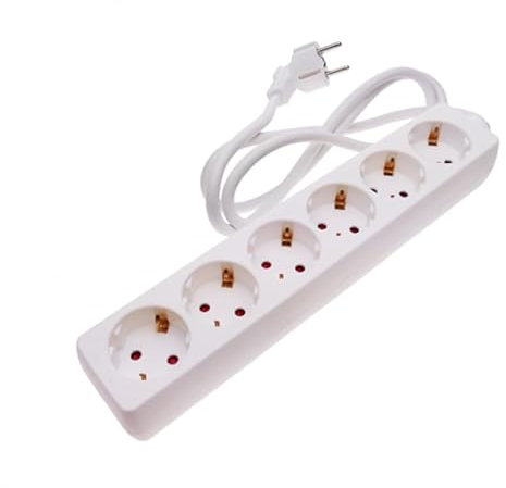 Deutsche weiße 6-Fach Steckdosenleiste ohne Schalter mit 1,5m Kabel und 3G 1,5mm² sorgt für sichere und effiziente Verbindungen, perfekt für den Haushalt.