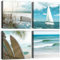 Artscope 4 Teilig Leinwandbilder mit Das Blaue Meer Motiv Kunstdruck - Moderne Wandbild für Badezimmer Wohnzimmer Wanddekoration - 30 x 30 cm