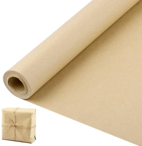 Braun Packpapier Rolle 10 m X 38 cm, Verpackungspapier zum Basteln, Kraftpapier Geschenkpapier, Recycling Packing Paper, Kraftpapier für Hochzeit Geburtstag Geschenkverpackungen