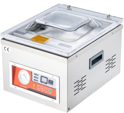VEVOR Vakuumierer DZ-260A Kompakter Profi-Kammervakuumierer 180W Motor Kammervakuumierer 6,5 cbm/h Vakuumiergerät 33x25cm Dichtungsgröße Geeignet für Haushalten Supermärkten Lebensmittelfabriken