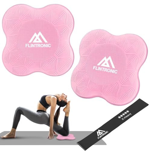 flintronic Almohadilla Rodillera Yoga, 2PCS Esterilla Yoga Antideslizante, TPE Colchonetas Yoga Antideslizantes para pilates, para ProteccióN de Rodillas, Codos y Tobillos - Rosa