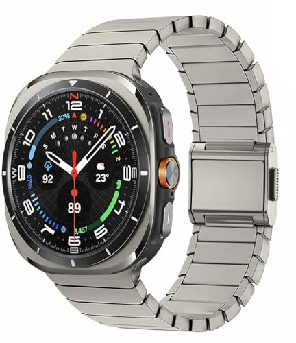 VeveXiao Rugged Titanium Strap Compatible with Samsung Galaxy Watch 7 Ultra Bands, No Gaps Luxury Titanium Metal Link Bracelet with Magnetic Buckle for Galaxy Watch 7 Ultra 47MM Strap (Titanium)