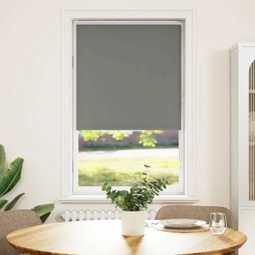 vidaXL Verdunkelungsrollo Grau 75x175 cm Stoffbreite 70,7 cm Polyester, Rollo, Klemmfix, Thermorollo, Verdunklungsrollo, Klemmrollo, Fensterrollo