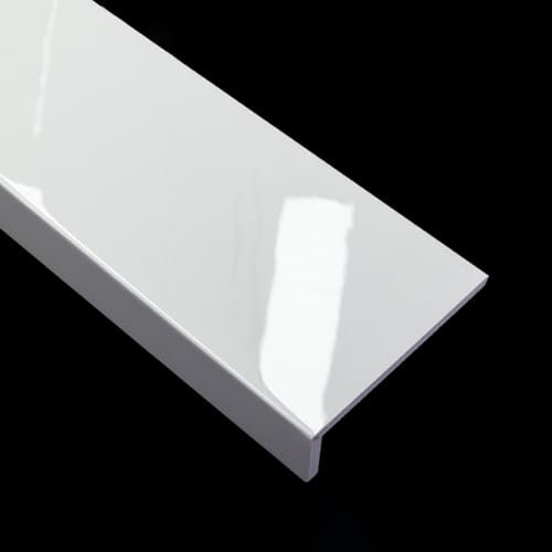 Plaque de rebord de fenêtre imperméable blanche pour intérieur et extérieur, découpable et facile à installer, finition décorative lisse, dimensions 80 x 21,8 cm
