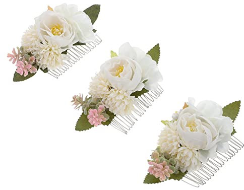 minkissy Elegantes Blumen-haarkamm-set Kamm Seidenblumen-design für Brauthochzeitsparty Haar-accessoires