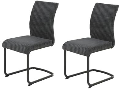 Hela Tische, 2er Set Esszimmerstuhl Fabia, Bezug Breitcord Anthrazit, ergonomisch,120kg belastbar