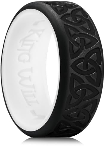 King Will Männer Silikon Eheringe, 8mm Komfort Fit mit einzigartigen inneren Rille Design, Gummi Verlobungsringe für das tägliche Tragen und Aktivitäten