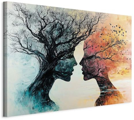 murando - Quadro Volti Astratti Alberi 120x80 cm 1 Pezzo - Stampa su Tela Strutturata XXL Grande - Quadri Moderni Soggiorno Grandi - Stampe da Parete Murale Arte Moderno Pittura - a-H-10169-b-a