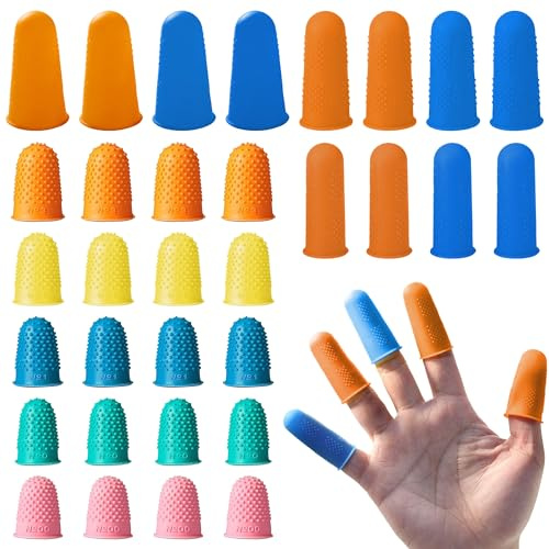 PYSEOSISE Gummi Fingerspitzen, 32 Stück Silikon Fingerschutz, Wiederverwendbarer Gummi Fingerlinge Mehrfarbig Fingerhüte für Gärtnern Geldzählen Sortieren Nähen Basteln