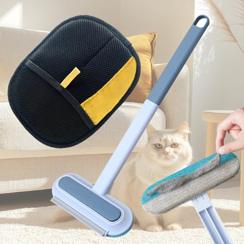 2025 Pet Hair Removal Glove,Multifunctional Hair Removal Brush,3 in 1 Pet Hairs Remover,Pets Hairs Removal Tool,Dog and Cat Remover for Couch Carpet Furniture (Gloves + Brush)