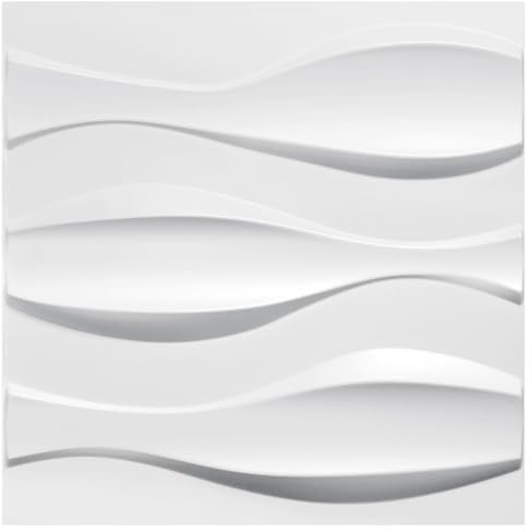 Eikuavons Lot de 12 panneaux muraux 3D, revêtement mural 3D, panneaux muraux 3D, imperméables et résistants à la chaleur, en PVC très rigide, 50 x 50 cm, blanc linéaire