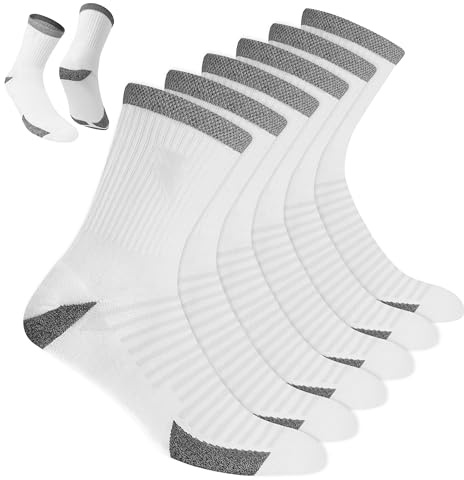 BLITZSOX 6 Paar Herren Sportsocken aus Baumwolle | Lauf- & Trainersocken | DRI-WIK Feuchtigkeitskontrolle | Gepolstertes Fußbett mit Fußgewölbe-Kompression | Verstärkte Ferse & Spitze