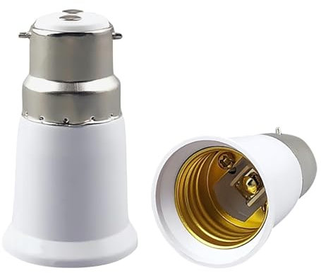 ​Light Bulb Socket Converter - B22 to E27 Bayonet to Screw Adapter for Ceiling Fans, Chandeliers & Lamps | Compatible with LED & Incandescent Bulbs​​ (B22 bayonet to E27 thread)