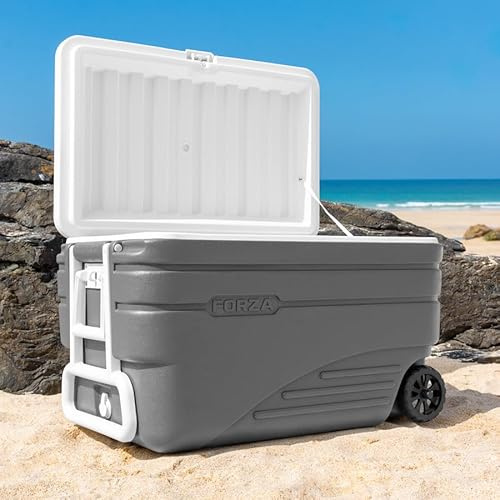 FORZA IceGuard - Contenitore refrigerante con ruote, portatile, con manico e ruote, mantiene il contenuto freddo per 72 ore, ideale per spiaggia, barbecue o sport di squadra [20L 41L 47L 98L