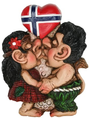 küssendes Trollpärchen, Norge Troll, Magnet, Figur für innen, 9x7cm