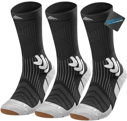 Lounwee Coolmax Kompressions Laufsocken：20-25 mmHg reduziert Fußdruck | 360° Kompressionsunterstützung - Lindert Fußermüdung - Anti-Blasen feuchtigkeitsableitende Socken für Marathon und Sport