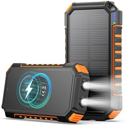 Cargador Solar Power Bank 20000mAh - A ADDTOP 3.0A Bateria Externa Carga Rapida con USB C – Bateria Portatil Inalámbrica con 4 Salidas - PD QC 3.0 Cargador Portátil para Teléfono Tabletas