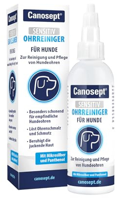 Canosept Nettoyant Oreille Chien Sensitive 75ml - Nettoyage Oreille Chien - Produit Oreille Chien - Nettoyant Oreilles Chien - particulièrement Doux à Base de Micro-Argent & de panthénol