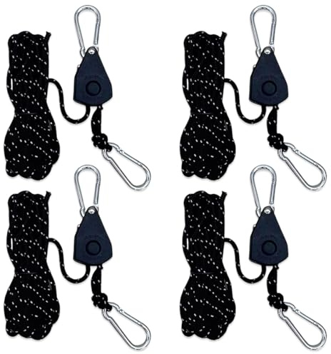 Luxorium Lot de 4 tendeurs réglables réfléchissants 4 m Corde 4 mm pour Voile d'ombrage Camping Tente extérieur Noir