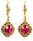 Vintage Ohrringe Gold Pink crystallized Fuchsia Ohrhänger Gold antik style NOBEL SCHMUCK
