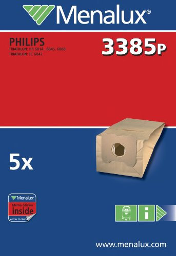 Menalux 3385 P Lot de 5 sacs pour aspirateurs Philips