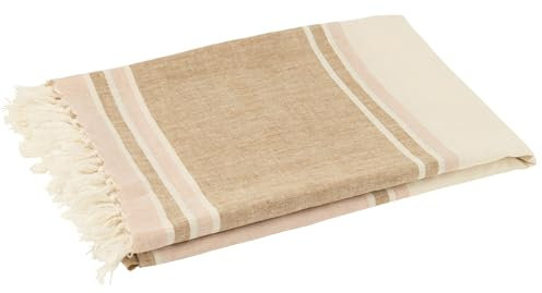 J-Line Lignes plaid + franges rose clair/blanc/beige