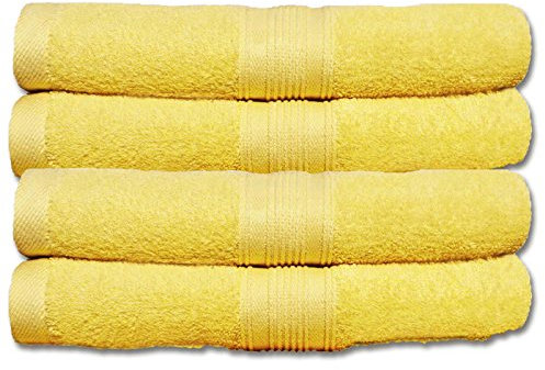 Naturemark 4er Frottee Set Handtücher 100% Baumwolle einfarbig oder als Farbset auswählbar in 500q/qm Qualität 50x100cm (Gelb)