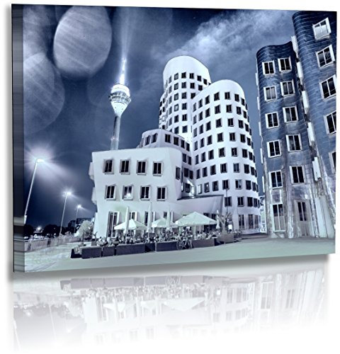 Premium - Acrylglas - Architekturfotografie - Städte - Düsseldorf - Bilder - Gehry Bauten - Medienhafen - Wandbilder XXL - Bild - Stadt - Architektur - Acrylglasbild - Glasbild (120 cm x 80 cm)