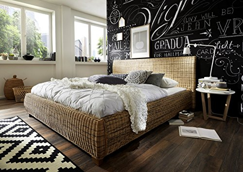 SAM® Rattanbett NGAN 9137, in dust, Bett in natürlichem Look in ausgefallenem Design, angenehmer Liegekomfort, widerstandsfähige Oberfläche, 200 x 200 cm