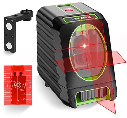 Huepar Nivel Láser Rojo, MODO DE PULSO, Pro Precisión: ± 2 mm/ 10m, Autonivelante Líneas Cruzadas, 150° vertical/horizontal, 360° Rotación Soporte Magnético+Carta objetivo+Bolsa Portátil M-BOX-1R