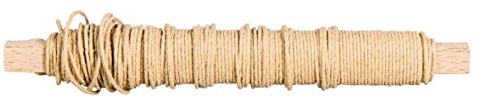 Rayher 24116505 Papierdraht, 0,55 mm ø, auf Holzwickel 50 g, ca. 20 m, Basteldraht, Papier umwickelter Draht, natur