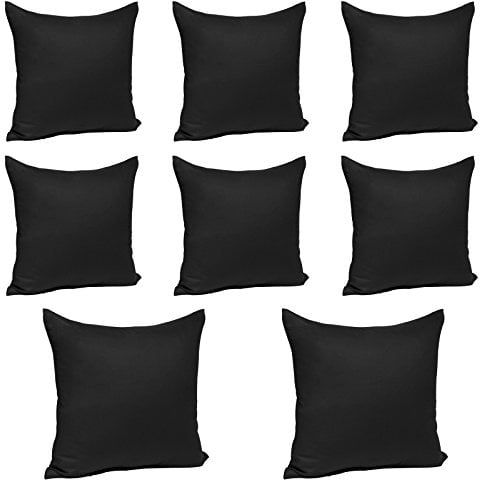 WOLTU® 8X Kissenbezug Kissenhülle 100% Baumwolle mit Reissverschluss, 8er Set Sofakissen Dekokissen Kopfkissen Hülle Bezüge Bezug, 30x30 cm, Schwarz